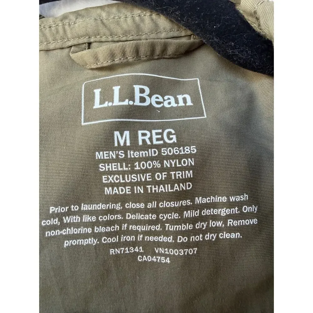 L.L. Bean Men's Olive Green Katahdin Hooded Windbreaker Jacket Medium M